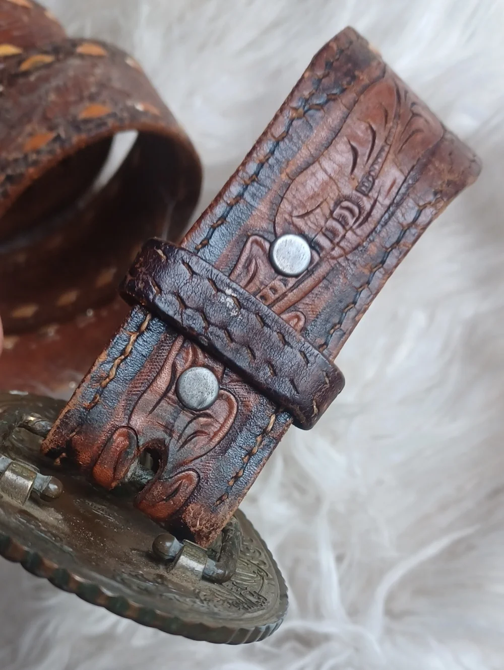 Vintage 1978 Motor Harley Davidson Leather Belt With Amazing Buckle